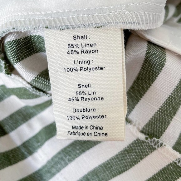 L’AGENCE Alex Paperbag Stripe Linen Shorts Green - Picture 5 of 7